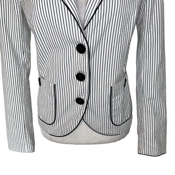 Lacoste Black & White Striped Blazer Jacket - 40 / M - Picture 3 of 11
